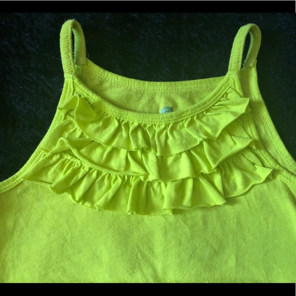 Okie Dokie Chartreuse Ruffled Spaghetti Tank Top - Picture 2 of 4